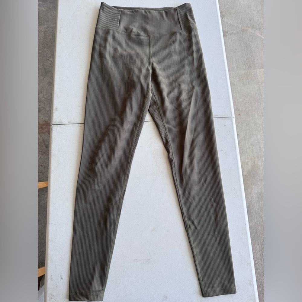 Girlfriend Collective Olive Ribbed High-Rise Leggings